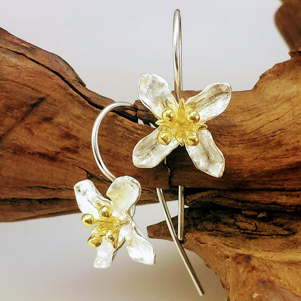 Sterling Silver Blooming Blossoms Four Point Earrings