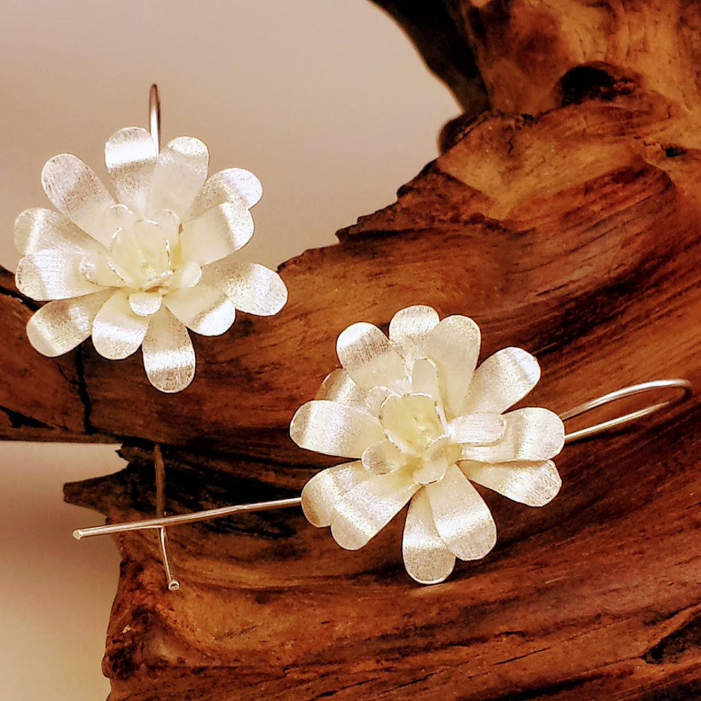 925 Sterling Silver Enchanted Dimensions Flower Earrings