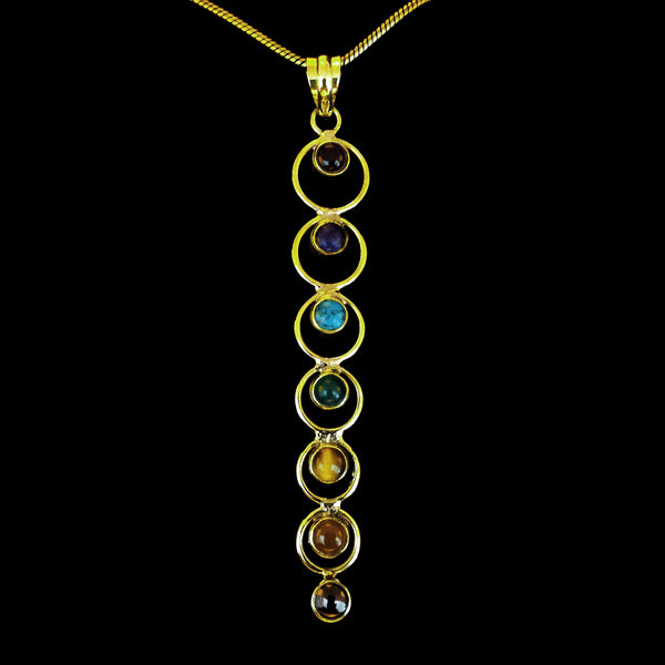 Chakras Brass Pendant with a Chain - BP-A11