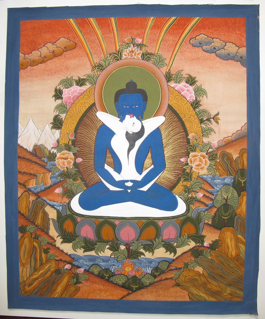 Buddha (Samantabhadra) with Consort - 23.5x29 Paint on canvas